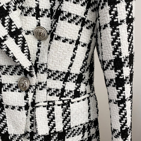 Check wool double-breasted blazer - ROUTINE FASHION